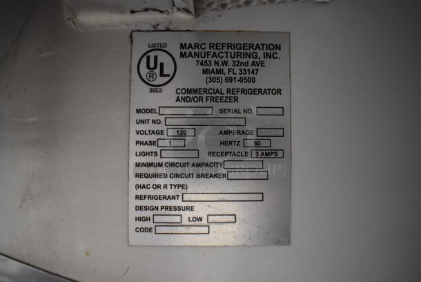 Marc Stainless Steel Commercial Open Grab N Go Merchandiser w/ Metal Shelves. 115 Volts, 1 Phase. 50x35x77. Tested and Powers On But Does Not Get Cold - Image 5 of 6
