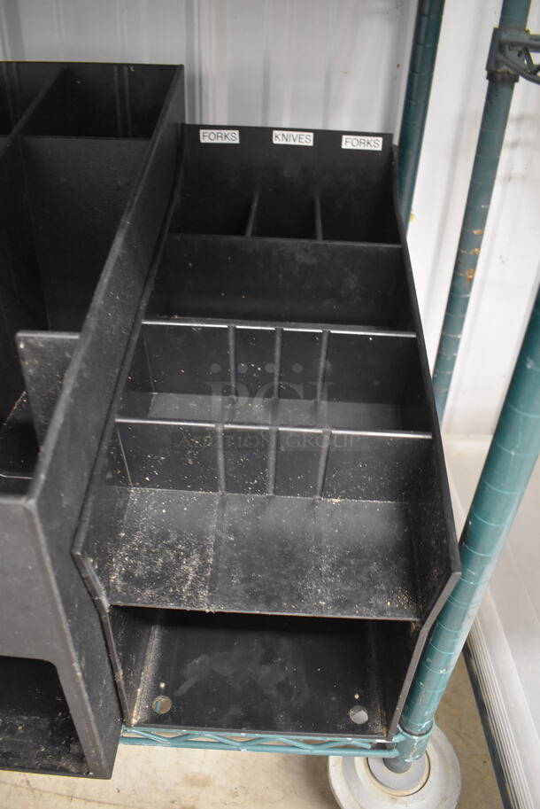 ALL ONE MONEY! Lot of 2 Black Poly Multi Compartment Bins. 9.5x19.5x17, 8x17x15 - Image 3 of 4