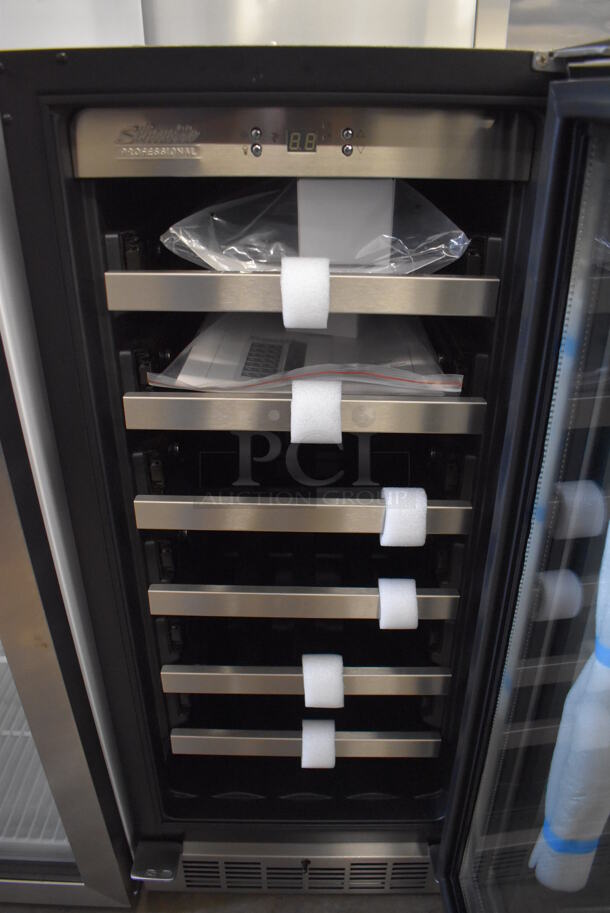 BRAND NEW SCRATCH AND DENT! Silhouette DWC031D1BSSPR Stainless Steel Single Door Reach In Wine Chiller Cooler Merchandiser. 115 Volts, 1 Phase. 15x24x34.5. Tested and Working! - Image 4 of 7