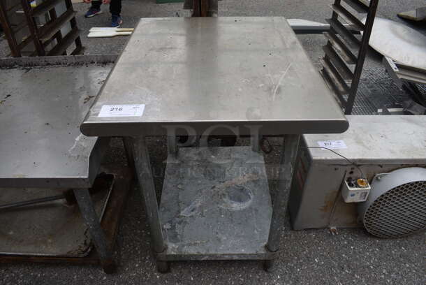 Stainless Steel Commercial Table w/ Metal Under Shelf. 24x30x30