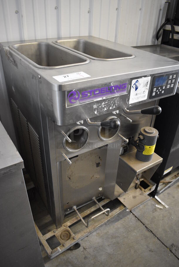 2014 Stoelting Model SF121-38I2 Stainless Steel Commercial Countertop Air Cooled 2 Flavor w/ Twist Soft Serve Ice Cream Machine on Metal Dolly. 208-230 Volts, 1 Phase. 22x33x32, 30x23x6 - Image 6 of 6
