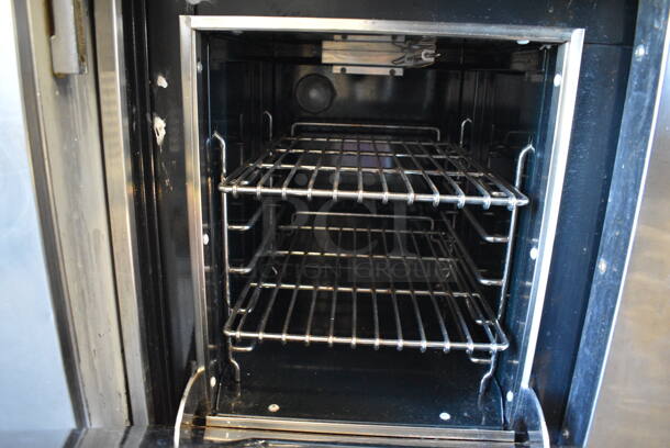 Wolf Stainless Steel Commercial Natural Gas Powered 4 Burner Range w/ Flat Top, Charbroiler, Convection Oven, Warmer, Over Shelf and Back Splash. 48x28x57 - Image 7 of 11