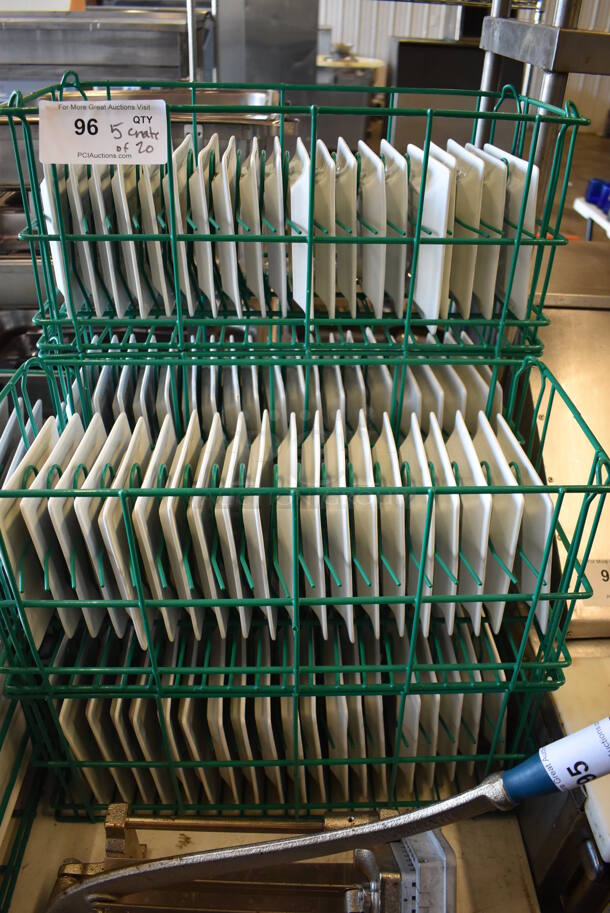 ALL ONE MONEY! Lot of 5 Crates of 20 White Ceramic Square Plates. 6.5x6.5x1 - Image 4 of 4