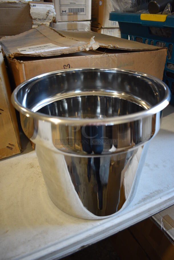 12 BRAND NEW IN BOX! Update IS-70 Stainless Steel Cylindrical Drop In Bins. 9.5x9.5x8.5. 12 Times Your Bid!
