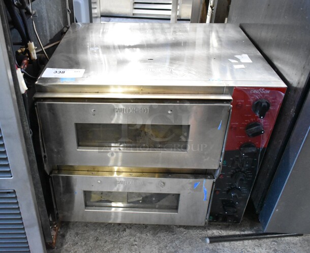 2023 Crosson CPO-320 Stainless Steel Commercial Countertop Electric Powered 2 Deck Pizza Oven w/ Broken Cooking Stones. 120 Volts, 1 Phase. 