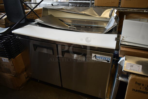 BRAND NEW SCRATCH AND DENT! 2023 Avantco 178APT48HC Stainless Steel Commercial Sandwich Salad Prep Table Bain Marie Mega Top on Commercial Casters. 115 Volts, 1 Phase. Tested and Working! - Image 2 of 9