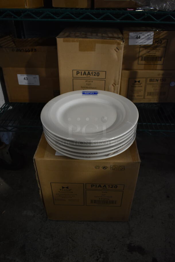 2 Boxes of 12 BRAND NEW! Tuxton PIAA120 White Ceramic Plates. 2 Times Your Bid! 