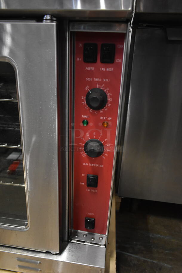 BRAND NEW SCRATCH AND DENT! Mainstreet Stainless Steel Commercial Electric Powered Full Size Convection Oven w/ View Through Doors, Metal Oven Racks and Thermostatic Controls. Comes w/ Metal Legs. 208 Volts, 1/3 Phase. - Image 3 of 7