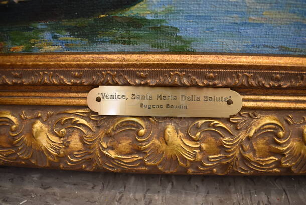 Framed Canvas Painting Reproduction of Venice, Santa Maria Della Salute by Eugene Boudin From Art Dealer Ed Mero! - Image 4 of 7