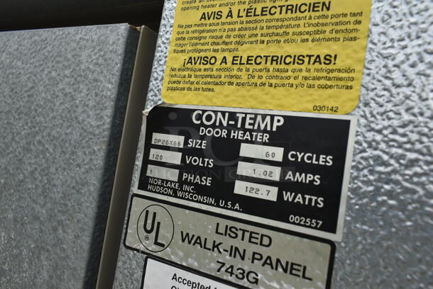 Norlake SELF CONTAINED 6'x8' Walk In Freezer Box w/ Floor, Norlake CPF075DC-A 115/208/230 Volt, 1 Phase Condenser and Copeland 208/230 Volt, 1 Phase Compressor. Picture of the Unit Before Removal Is Included In the Listing. - Image 7 of 8