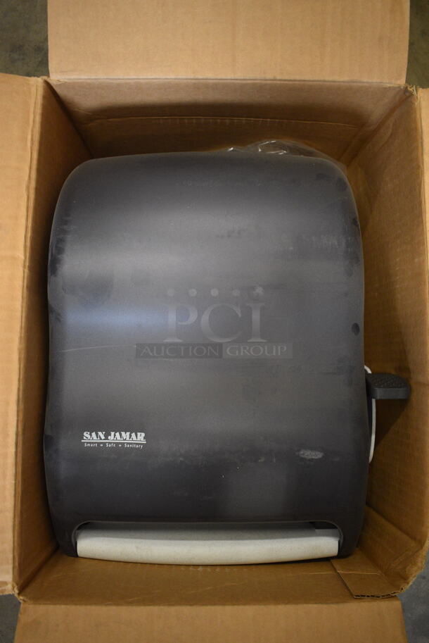 2 BRAND NEW IN BOX! San Jamar Gray Poly Wall Mount Paper Towel Dispensers. 13x9x16. 2 Times Your Bid!