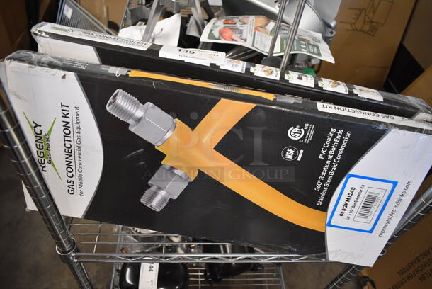 2 BRAND NEW SCRATCH AND DENT! Regency 600GKM1248 48" Mobile Gas Connector Hose Kit with 2 Elbows, Full Port Valve, Restraining Device, and Quick Disconnect - 1/2". 2 Times Your Bid! - Image 2 of 4