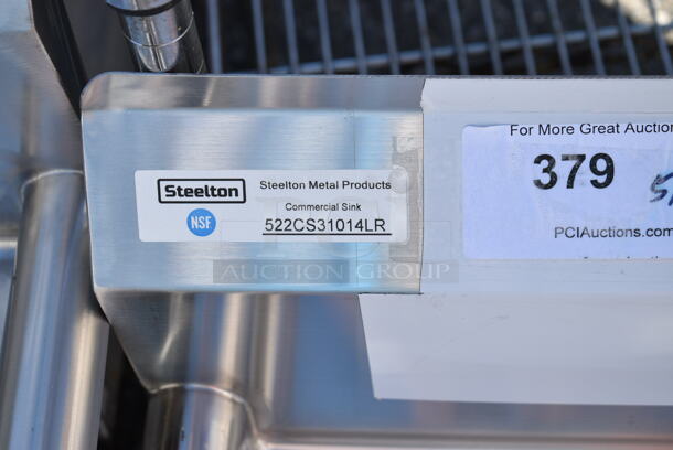 BRAND NEW SCRATCH AND DENT! Steelton 522CS11818N Stainless Steel Commercial  54" 18-Gauge Three Compartment Commercial Sink with 2 Drainboards - 10" x 14" x 12" Bowls. No Legs. - Image 9 of 9