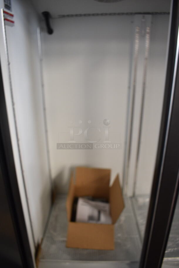 BRAND NEW SCRATCH AND DENT! Beverage Air SF2HC-1S Stainless Steel Commercial 2 Door Reach In Freezer w/ Poly Coated Racks and Commercial Casters. 120 Volts, 1 Phase. Tested and Working! - Image 4 of 7