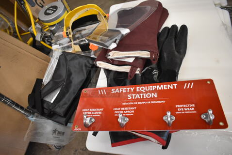 ALL ONE MONEY! Lot of Various BRAND NEW SCRATCH AND DENT! Items Including Safety Station, Fryer Glove, Oven Mitts.