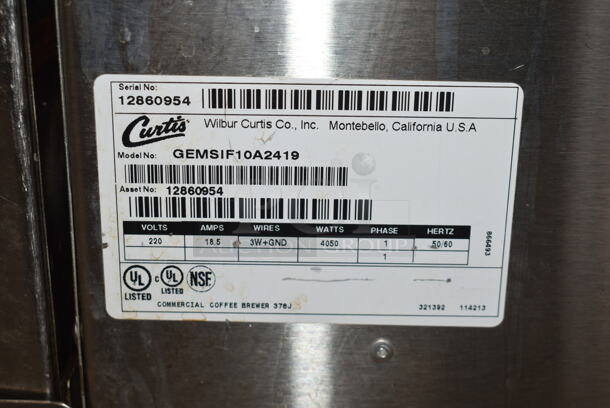 Curtis GEMSIF10A2419 Stainless Steel Commercial Countertop Coffee Machine w/ Satellite Server, Hot Water Dispenser, 2 Poly Brew Baskets and Drip Tray. 220 Volts, 1 Phase. - Image 3 of 10