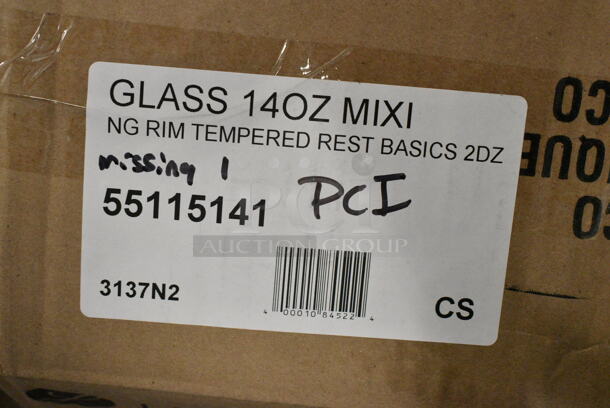 2 BRAND NEW SCRATCH AND DENT! Boxes Including Box of 22 55115141 Libbey Restaurant Basics 14 oz. Customizable Rim Tempered Mixing Glass and Box of 8 5517533 Libbey 7533 Vina 16 oz. Customizable Wine Glass. 2 Times Your Bid!  - Image 2 of 8