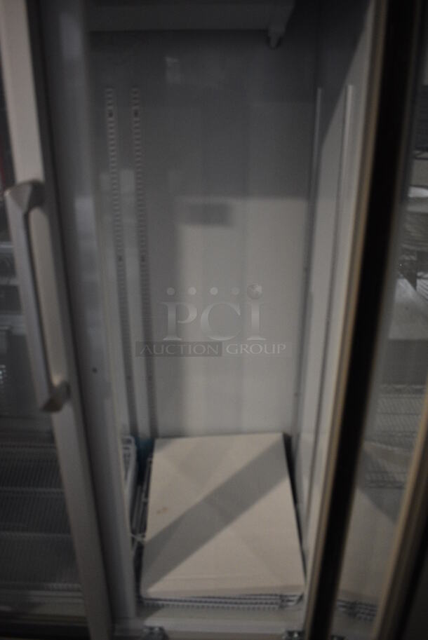 BRAND NEW! Premium Levella Model PRN165DX Metal Commercial 2 Door Reach In Cooler Merchandiser w/ Poly Coated Racks. 115 Volts, 1 Phase. 35x23x73. Tested and Working! - Image 5 of 7