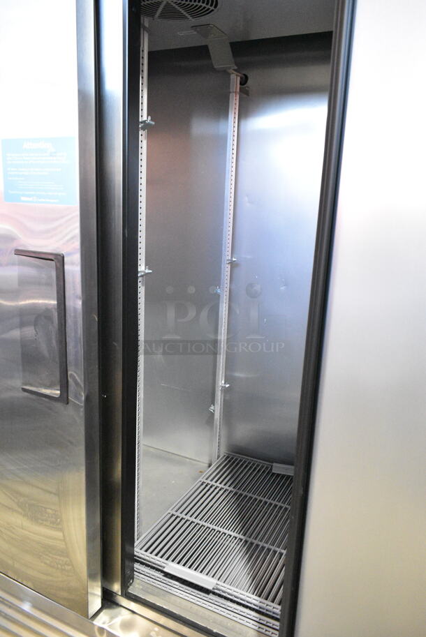 2021 True T-35-HC Stainless Steel Commercial 2 Door Reach In Cooler w/ Poly Coated Racks on Commercial Casters. 115 Volts, 1 Phase. Tested and Working! - Image 5 of 6