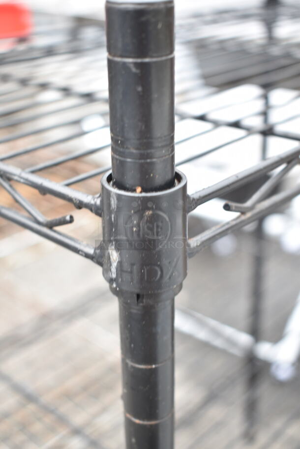 2 Wire Shelving Units; Chrome Finish 4 Tier and Black 3 Tier. 23x13x31, 36x14x54.5. 2 Times Your Bid! BUYER MUST DISMANTLE. PCI CANNOT DISMANTLE FOR SHIPPING. PLEASE CONSIDER FREIGHT CHARGES. - Image 5 of 6