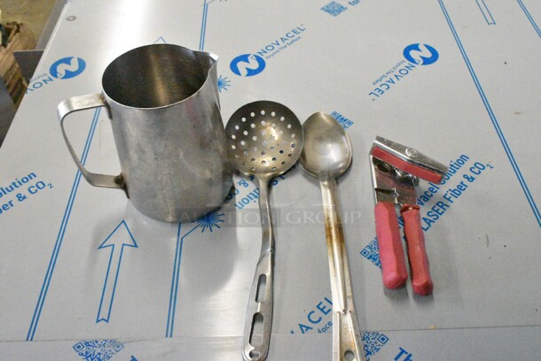 ALL ONE MONEY! Lot of Various Items Including Stainless Steel Drop In Bins, Metal Pitcher and Utensils.  - Image 2 of 3