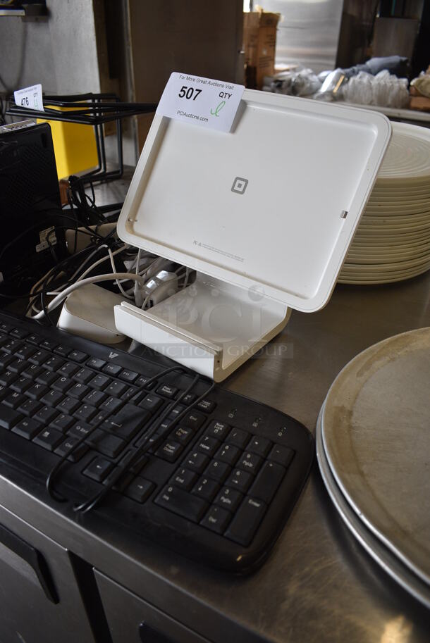 ALL ONE MONEY! Lot of Square POS Monitor Stand and Black Keyboard!  - Image 2 of 3