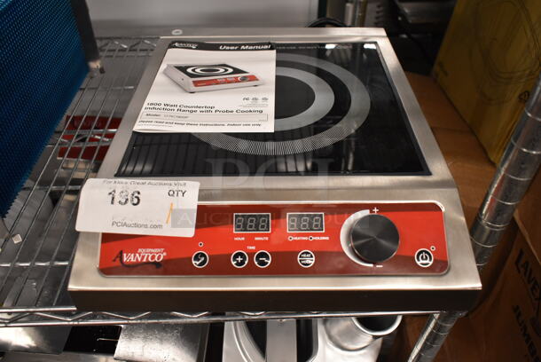BRAND NEW SCRATCH AND DENT! Avantco 177IC1800P Stainless Steel Countertop Electric Powered Single Burner Induction Range. 120 Volts, 1 Phase.  - Image 2 of 5