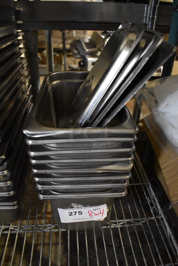 8 Stainless Steel 1/3 Size Drop In Bins w/ 4 Lids. 1/3x6. 8 Times Your Bid! - Image 1 of 3