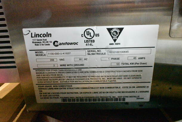 BRAND NEW! Lincoln Impinger 1130-000-U-K1837 Stainless Steel Commercial II 1100 Series Natural Gas Conveyor Oven. Does Not Come w/ Stand. 40,000 BTU - Image 11 of 11