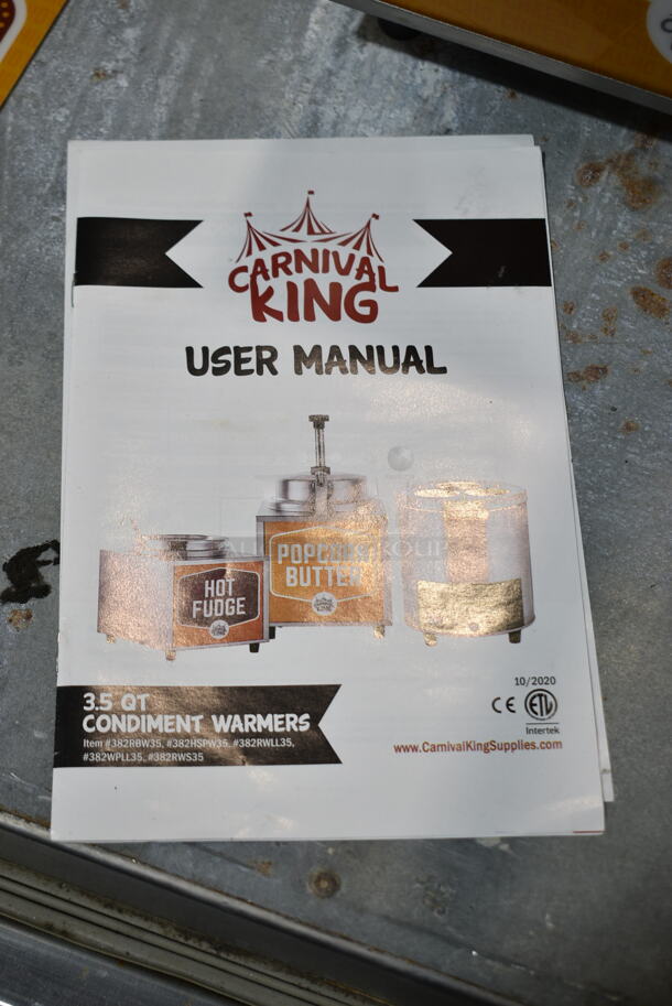 BRAND NEW SCRATCH AND DENT! Carnival King 382HSPW35 Stainless Steel Commercial Countertop 3.5 Quart Warmer w/ Pump. 120 Volts, 1 Phase. Tested and Working! - Image 4 of 7