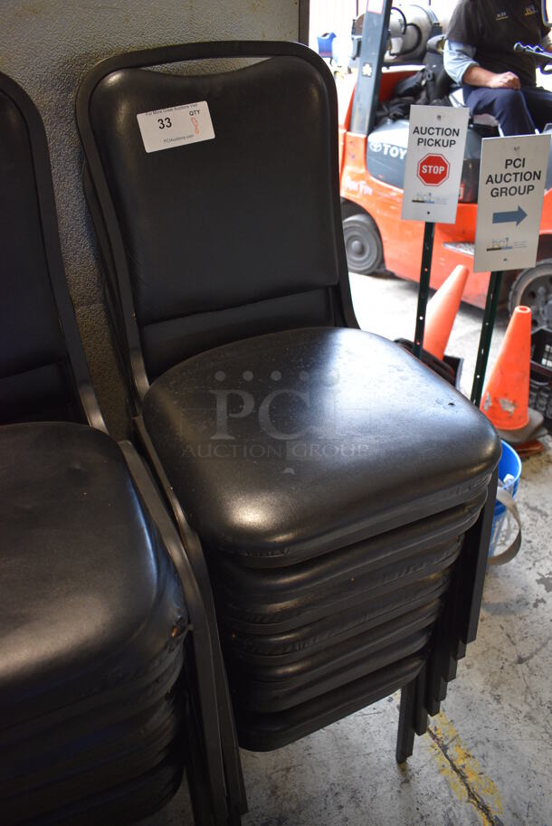 8 Black Metal Stackable Banquet Chairs w/ Black Cushions. 18x20x33. 8 Times Your Bid! - Image 2 of 4