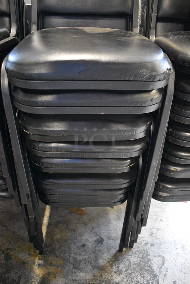 8 Black Metal Stackable Banquet Chairs w/ Black Cushions. 18x20x33. 8 Times Your Bid! - Image 4 of 4