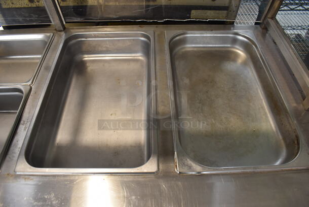 Commercial Stainless Steel Electric Powered Steam Table With Overshelf And 6 Drop-In Steel Bins In Various Sizes And Refrigerated Base. 208V/1 Phase - Image 5 of 8