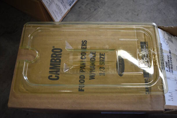 ALL ONE MONEY! Lot of 6 BRAND NEW IN BOX! Cambro Poly Amber Colored 1/3 Size Drop In Bin Lids!