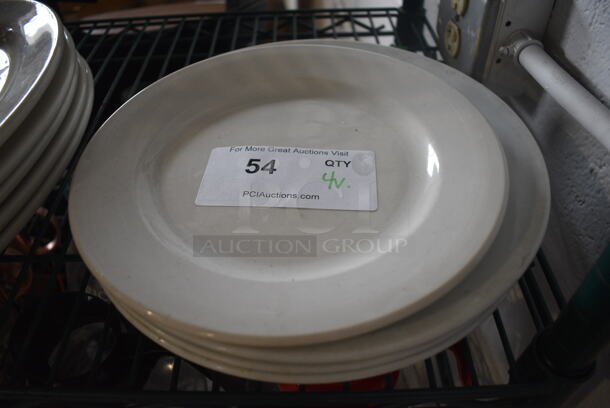 4 Various White Ceramic Plates. Includes 11x11x1. 4 Times Your Bid!