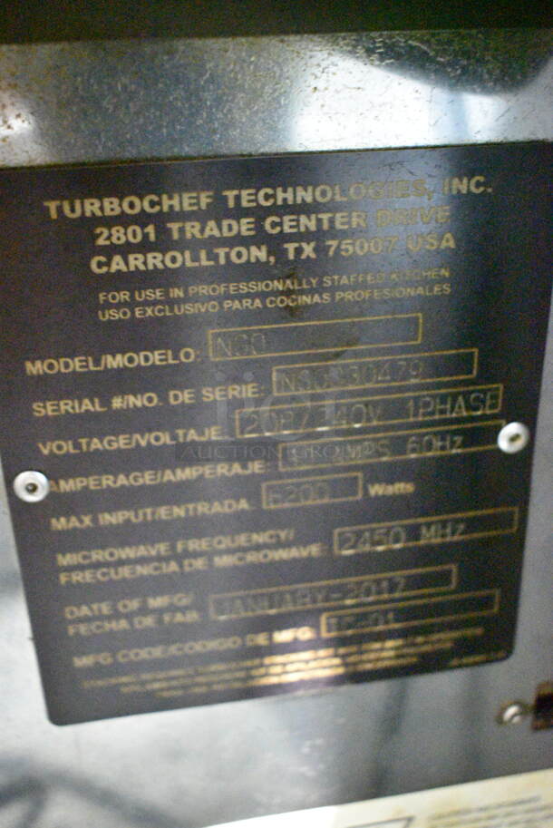 2017 Turbochef NGO Metal Commercial Countertop Electric Powered Rapid Cook Oven. 208/240 Volts, 1 Phase.  - Image 5 of 5