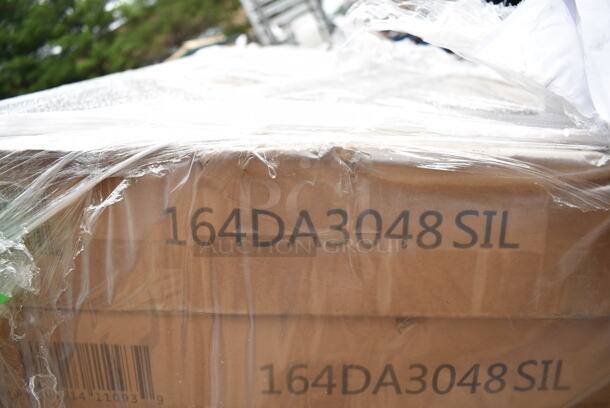 PALLET LOT of 8 BRAND NEW SCRATCH AND DENT! Lancaster Table & Seating Items including 164BA2424S, 164BA2424BKD Alloy Series 24" x 24" Distressed Onyx Black Bar Height Outdoor Table, Four 164DA3048SIL Alloy Series 48" x 30" Nickel Gray Standard Height Outdoor Table, Two 164DA3048SFM Alloy Series 48" x 30" Aquamarine Standard Height Outdoor Table. 8 Times Your Bid! - Image 5 of 10
