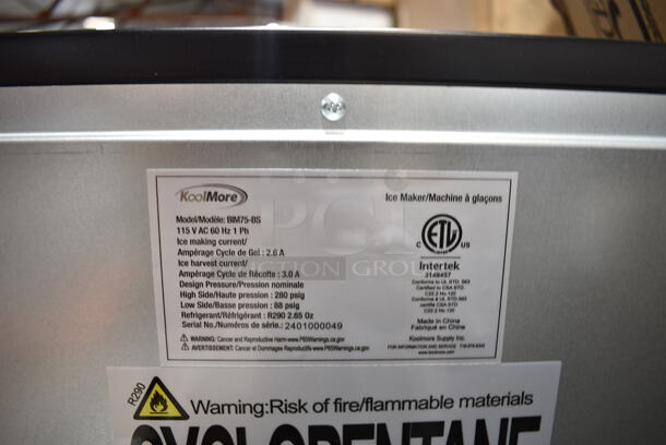 BRAND NEW SCRATCH AND DENT! 2024 KoolMore BIM75-BS 15 Inch Built-In/Freestanding Undercounter Ice Maker with 75lbs Daily Capacity, Automatic Water Supply System. 115 Volts, 1 Phase. Tested and Working! - Image 7 of 7
