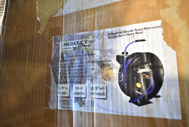 BRAND NEW SCRATCH AND DENT! Regency 600HROC50NS Open Powder-Coated Steel Hose Reel with Hose - Image 3 of 4