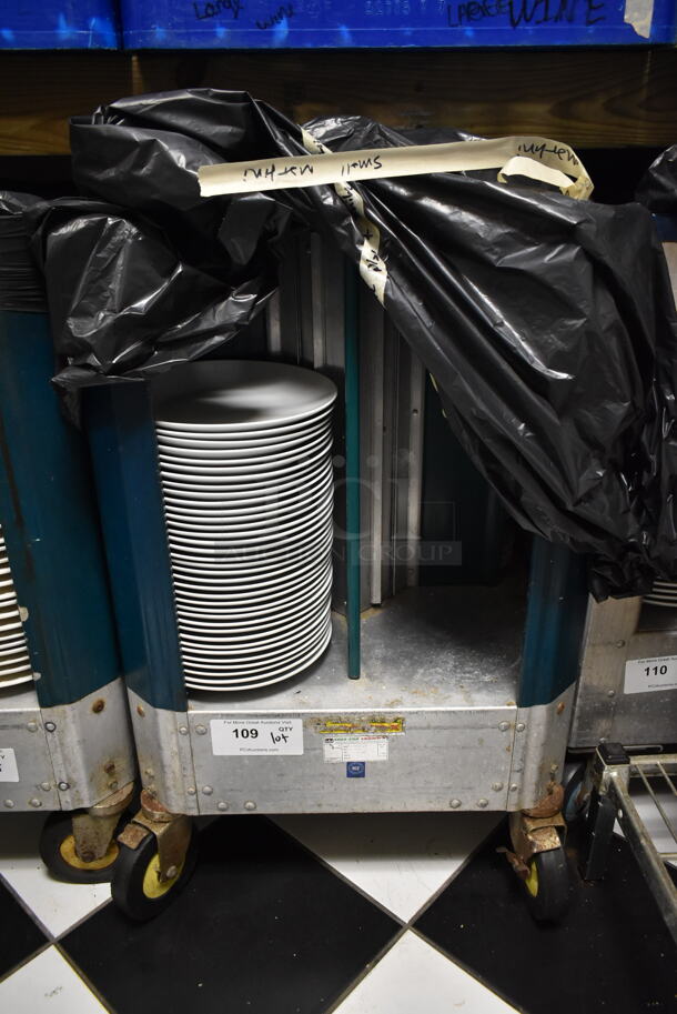 Cres Cor Metal Commercial Dish Carts on Commercial Casters w/ Contents Including Ceramic Plates. (ice room) - Image 1 of 3