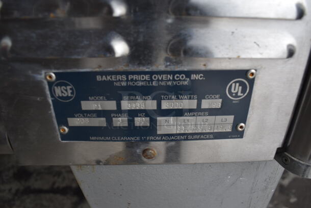 Bakers Pride Stainless Steel Commercial P1 Electric Powered Double Stack Pizza Oven With Baking Stones on Metal Legs. 208V/3 Phase. 2 Times Your Bid!  - Image 7 of 8