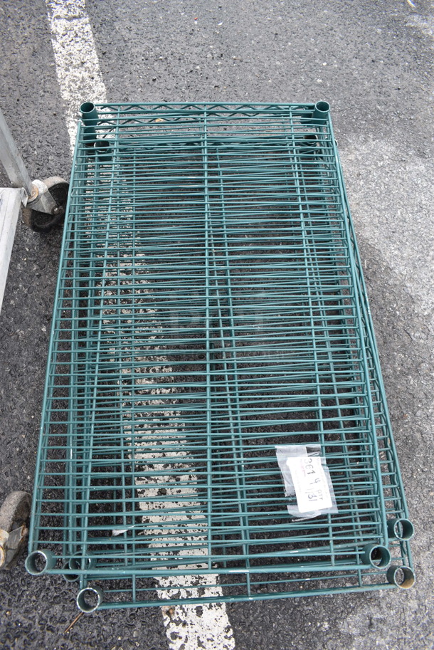 ALL ONE MONEY! Lot of 4 Green Finish Wire Shelves. 36x21x1.5