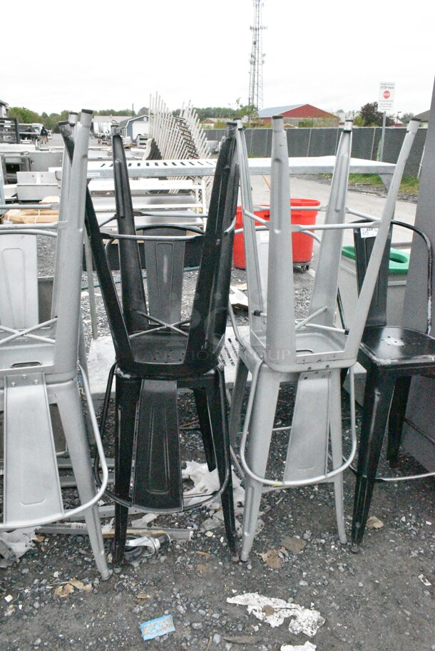 15 Metal Bar Height Tolix Style Chairs Including Black, White and Silver Finish. 15 Times Your Bid!  - Image 5 of 8