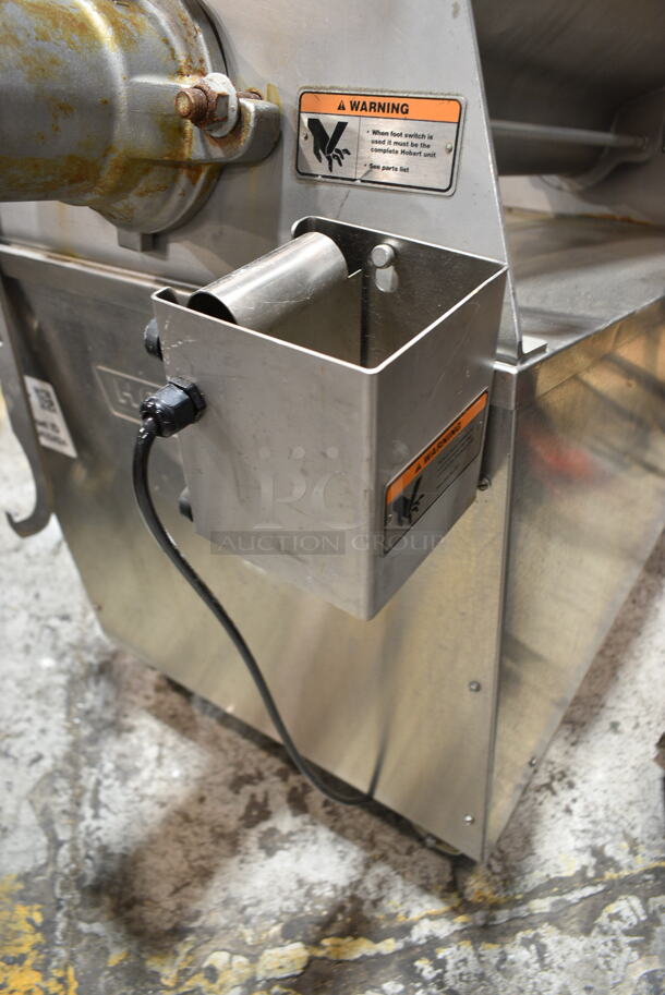 2019 Hobart MG2032 Metal Commercial Floor Style Electric Powered Meat Mixer Grinder w/ Foot Pedal on Commercial Casters. 208 Volts, 3 Phase. Tested and Working! - Image 3 of 6