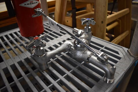 Stainless Steel Faucet w/ Handles. 10.5x12x5