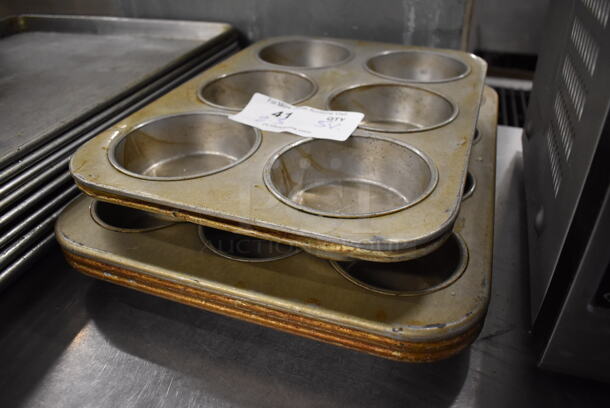 ALL ONE MONEY! Lot of 5 Metal Muffin Baking Pans. Two 6 Cup and Three 12 Cup. 11x16x1.5, 13x18x1.5 - Image 2 of 8