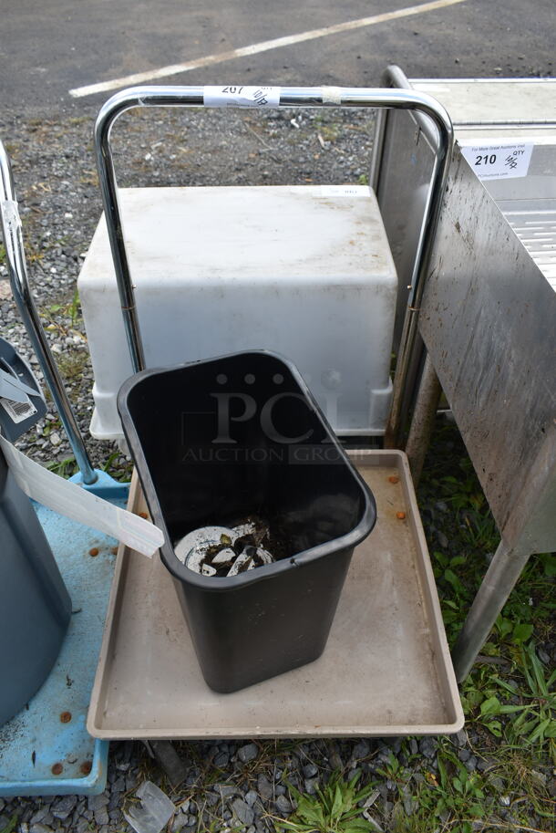 Dish Caddy Cart and Black Poly Trash Can. - Image 1 of 3