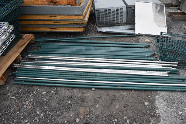 ALL ONE MONEY! Lot of 46 Various Chrome and Green Finish Poles. Includes 74