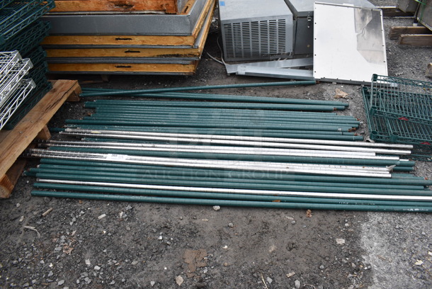 ALL ONE MONEY! Lot of 46 Various Chrome and Green Finish Poles. Includes 74" - Image 1 of 3