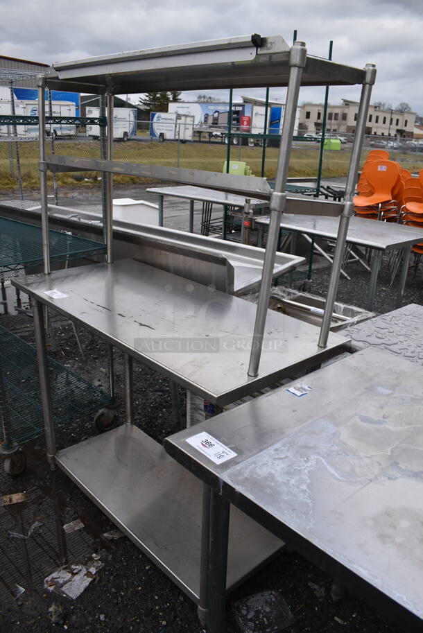 Stainless Steel Table w/ 2 Tier Over Shelf and Under Shelf. 48x23x69 - Image 1 of 3